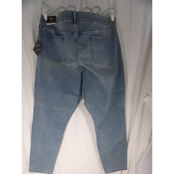 Ava & Viv Womens Blue Light Wash Mid-Rise Stretch Denim Skinny Jeans Size 24W - Picture 2 of 9